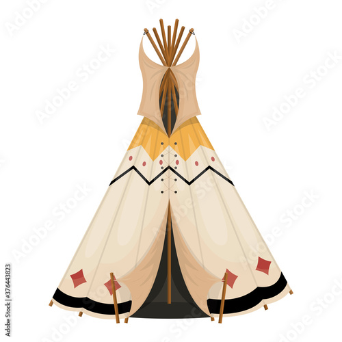 Cartoon tee pee traditional native americans wigwam. Vector illustration