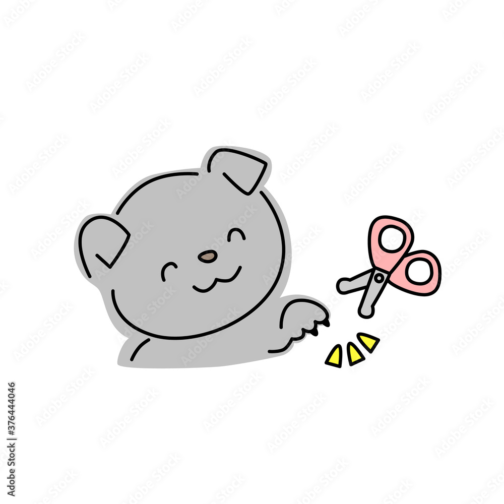 Fototapeta premium 犬の爪切りのイラスト
