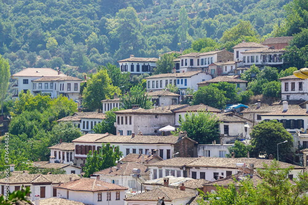 Fototapeta premium Sirince Houses and narrow streets on a sunny day