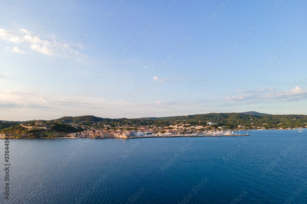 Aerial view of Saint-Tropez harbour in French Riviera (South of France)