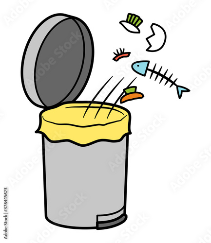illustration of throwing the garbage