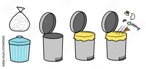 illustration of throwing the garbage