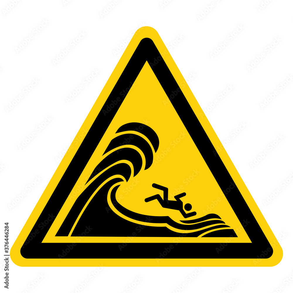 Warning High Surf Symbol Sign, Vector Illustration, Isolate On White ...