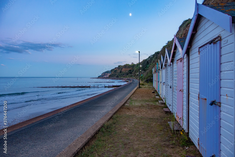 Sunset Beach Huts at Sandown, Isle of Wight