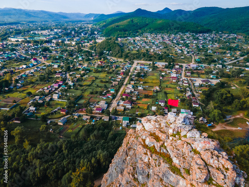 View from above. Dersu rock in the village of Kavalerovo. Under the rock in 1903, Vladimir Arseniev and his future guide Dersu Uzala met. photo