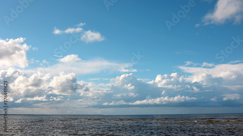 seascape with beautiful white clouds