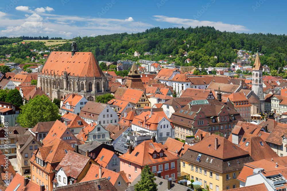 View over old town with cathedral and Johanniskirche church, Schwaebisch-Gmund, Baden-Wurttemberg View over old town with cathedral and Johanniskirche church, Schwaebisch-Gmund, Baden-Wurttemberg