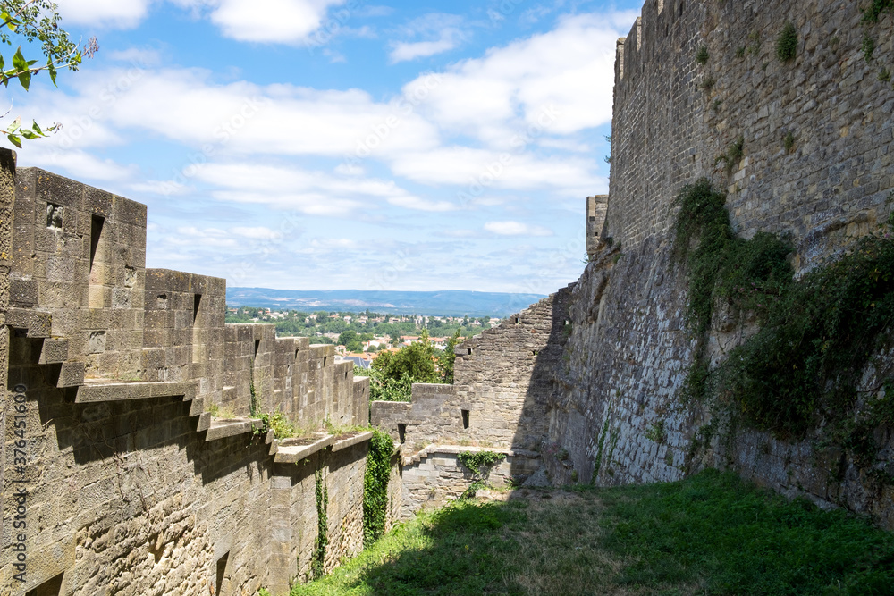 The medieval castle Cité de Carcassonne in Occitanie, France The medieval castle Cité de Carcassonne in Occitanie, France