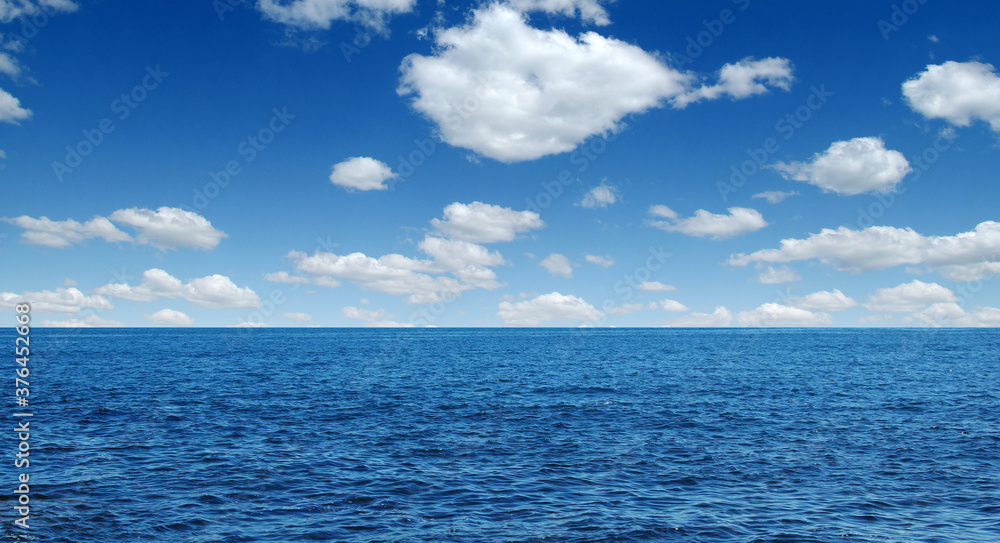 Blue sea with waves and sky