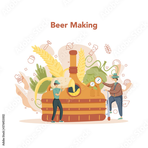 Brewery concept. Craft beer production, brewing process. draught beer
