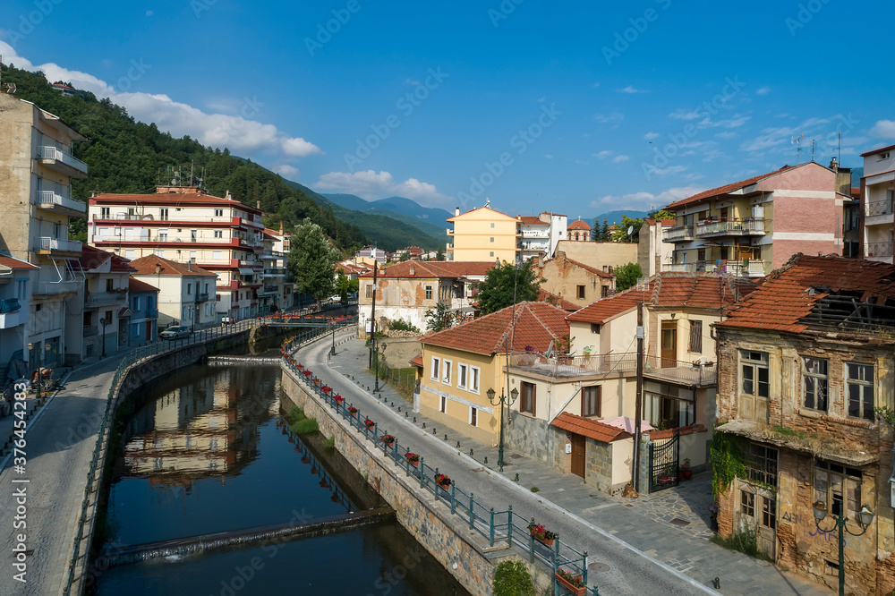 Fototapeta premium Aerial view of Florina city in northern Greece