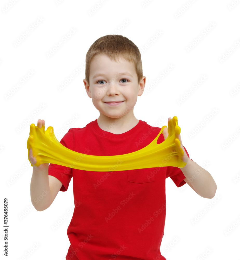 Litlle boy play with slime. Litlle boy play with slime.