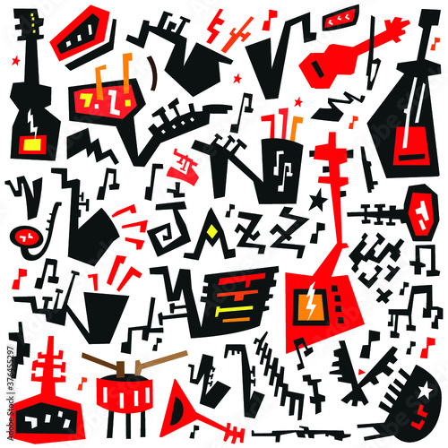 Photography jazz instruments - doodles set