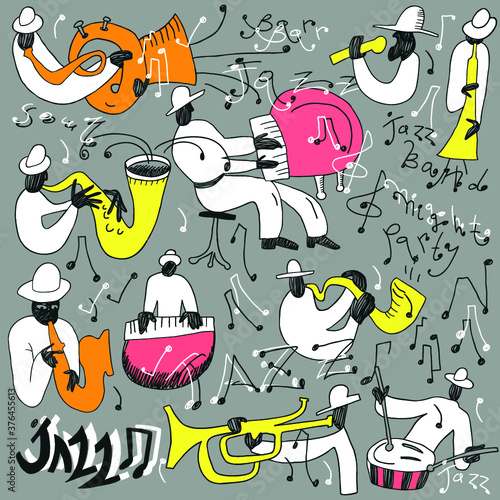 jazz musicians - vector doodles set