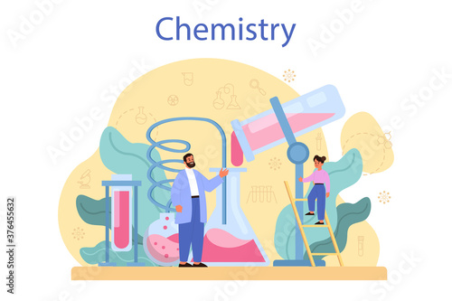 Chemistry studying concept. Chemistry lesson. Scientific experiment