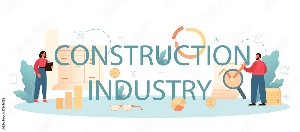 Construction industry, financial consultant typographic header. Appraisal Construction industry, financial consultant typographic header. Appraisal