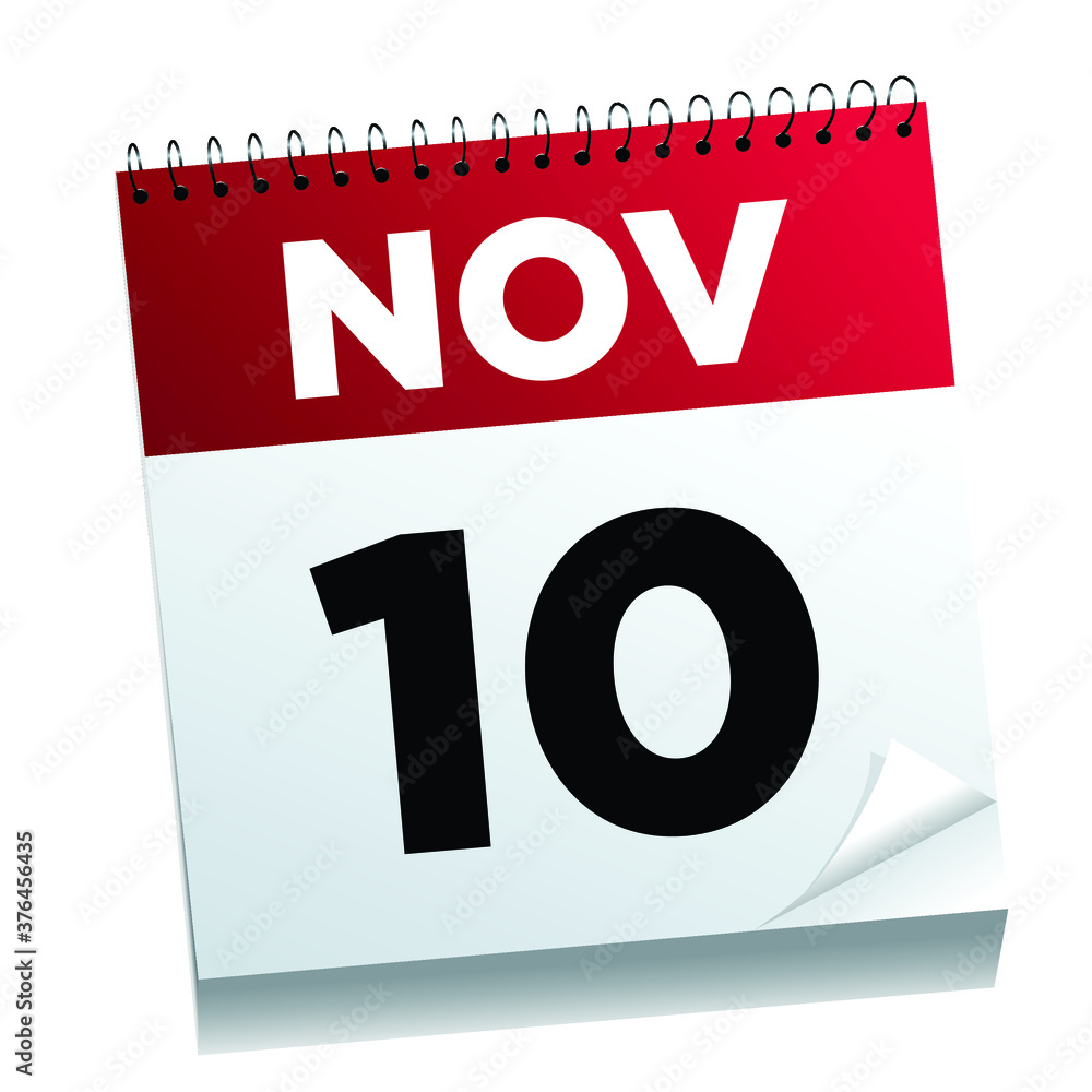 November 10th on a calendar page - illustrated. November 10th on a calendar page - illustrated.