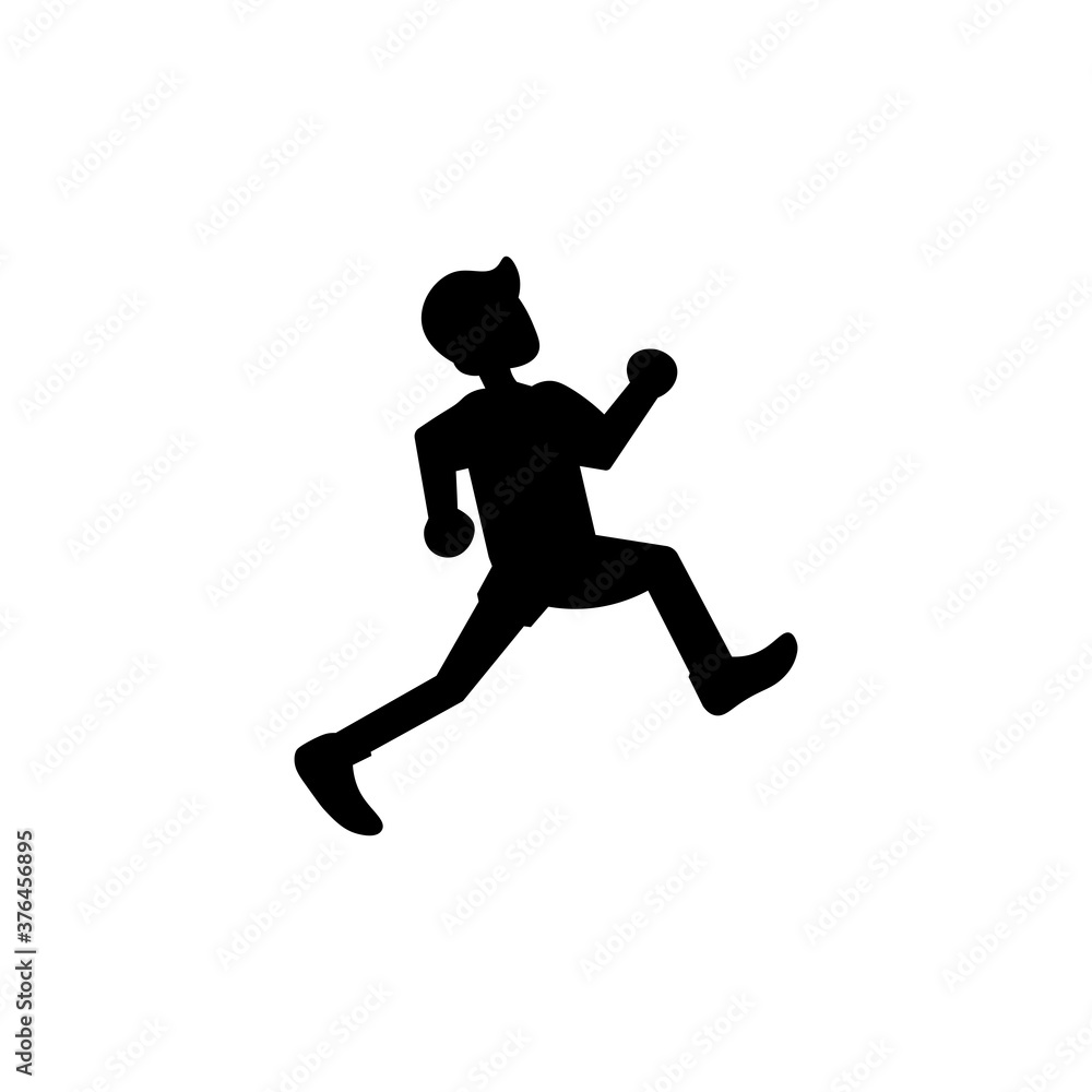 Running boy black sign icon. Vector illustration eps 10