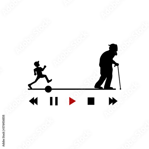 Icon black sign old age. Vector illustration eps 10