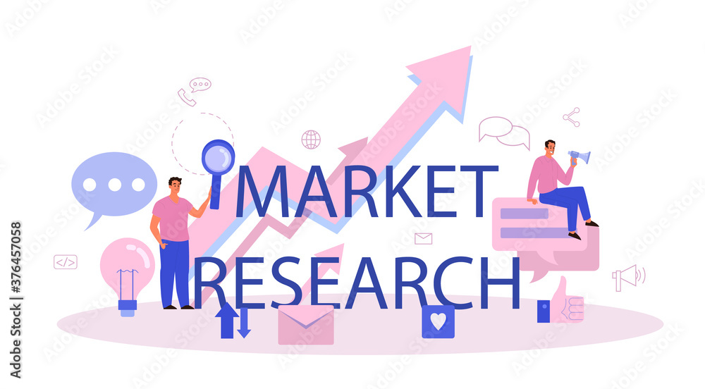 Market research header. Advertising and marketing concept. Business