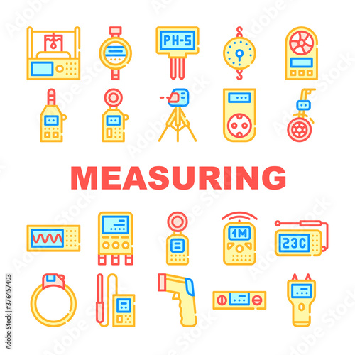 Measuring Equipment Collection Icons Set isolated illustration