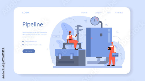 Plumber web banner or landing page. Plumbing service,