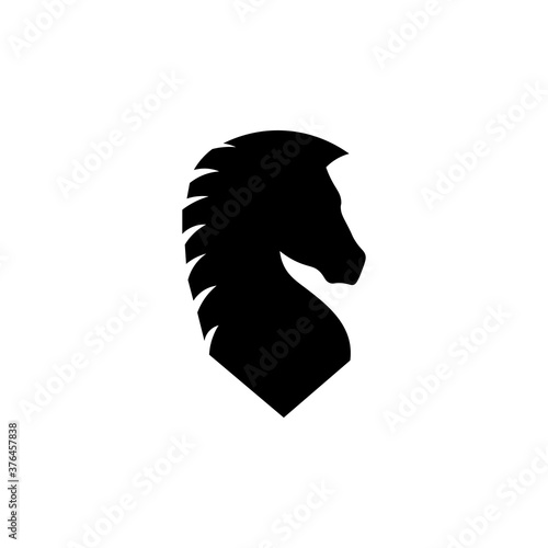Icon of black sign chess piece horse. Vector illustration eps 10