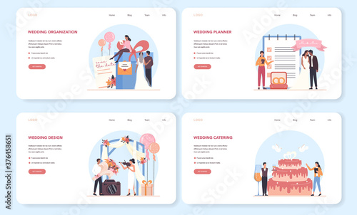 Wedding planner web banner or landing page set. Professional organizer
