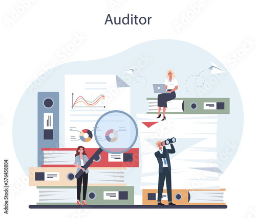 Auditor concept . Business operation research and analysis.