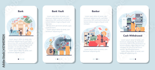 Banker or banking mobile application banner set. Idea of finance income