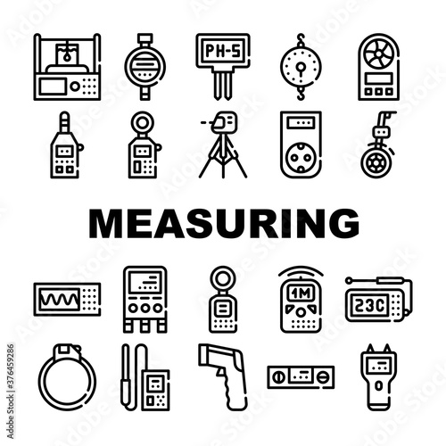 Measuring Equipment Collection Icons Set isolated illustration