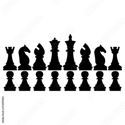 Icon of black sign set of chess pieces. Vector illustration eps 10