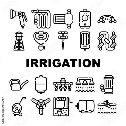 Irrigation System Collection Icons Set isolated illustration