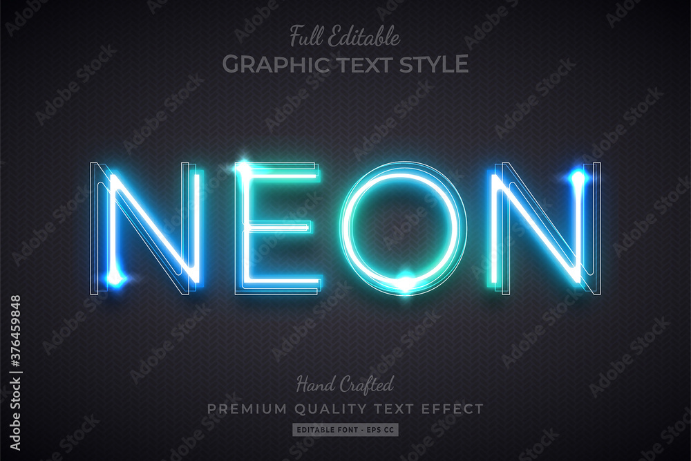 Glow Neon Editable Text Style Effect Premium - obrazy, fototapety, plakaty 