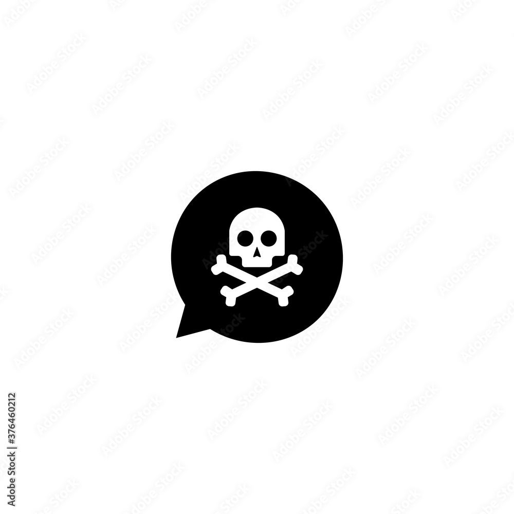 Black message icon and skull and crossbones sign. Vector illustration eps 10 Black message icon and skull and crossbones sign. Vector illustration eps 10