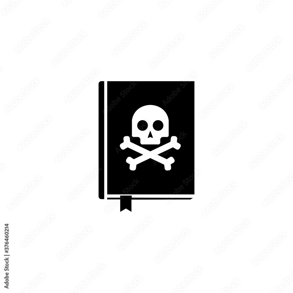 Black book icon and skull and crossbones sign. Vector illustration eps 10 Black book icon and skull and crossbones sign. Vector illustration eps 10