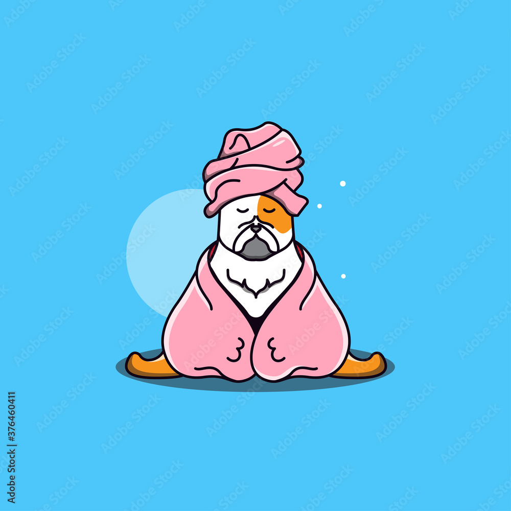 Bulldog on spa mascot illustration