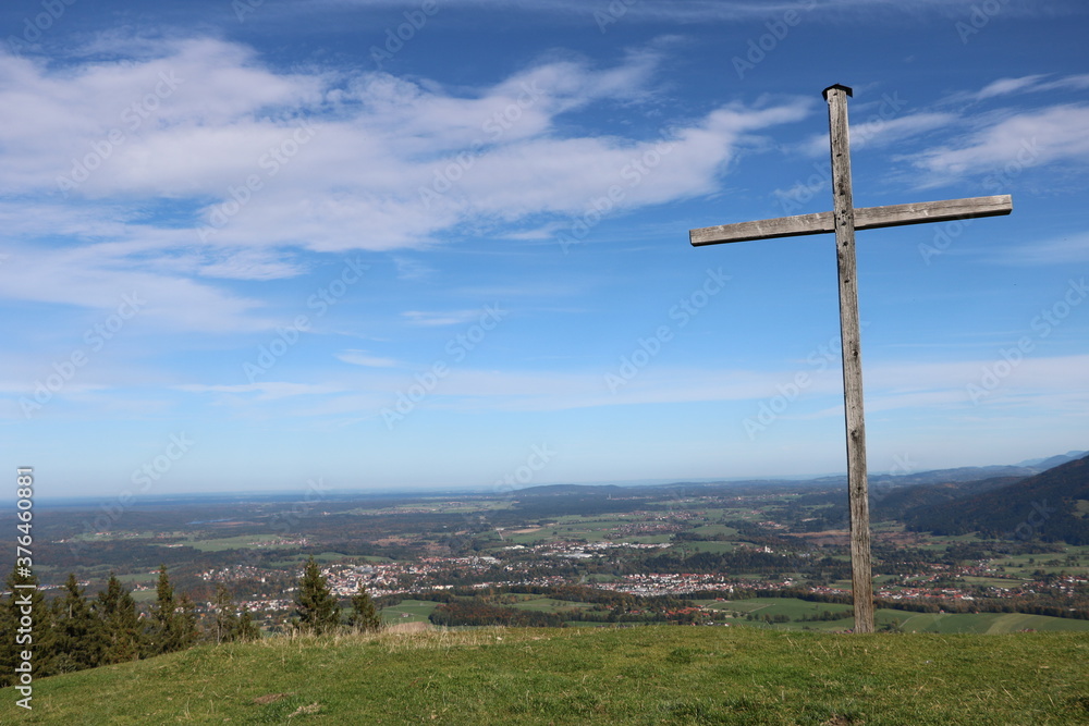 Cross on Blomberg Mountain, Bad Tölz, Upper Bavaria, Germany Cross on Blomberg Mountain, Bad Tölz, Upper Bavaria, Germany
