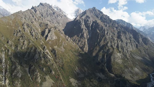 Beautiful autumn view of the mountains. Ala-Archa National Park. Kyrgyzstan.