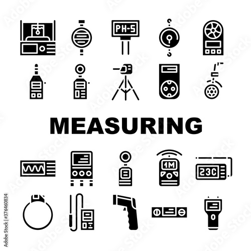 Measuring Equipment Collection Icons Set isolated illustration