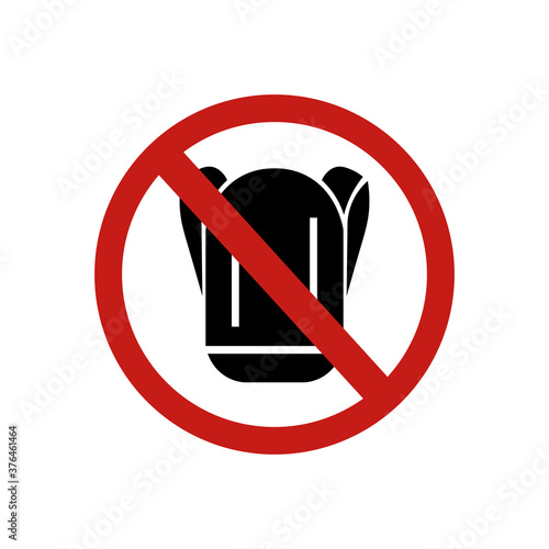 icon forbidden backpack sign. Vector illustration eps 10