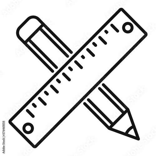 Tiler ruler pencil icon. Outline tiler ruler pencil vector icon for web design isolated on white background