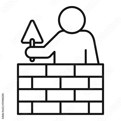 Tiler brick wall icon. Outline tiler brick wall vector icon for web design isolated on white background