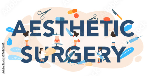 Aesthetic surgery typographic header. Idea of body correction.