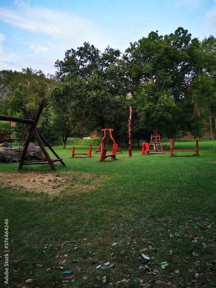 Playground at the entrance to the Aggtelek Drape cave Playground at the entrance to the Aggtelek Drape cave