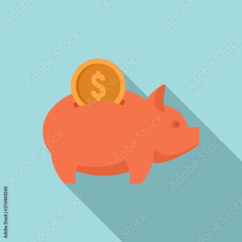 Crowdfunding piggy bank icon. Flat illustration of crowdfunding piggy bank vector icon for web design