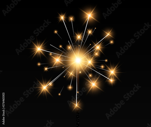 Vector illustration of sparklers on a transparent background.