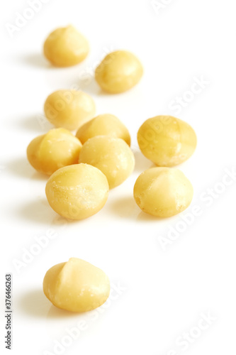 macadamian nuts isolated on white background