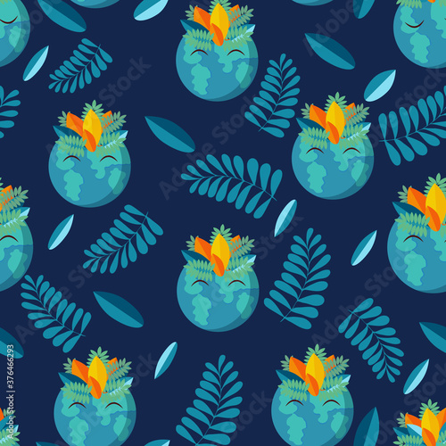 Seamless pattern Planet Earth. Vector. For the design of wrapping paper, textile.