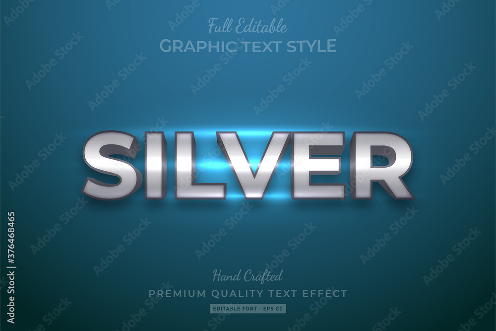 Silver Editable 3D Text Style Effect Premium